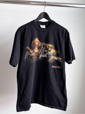 Vtg African Lion Safari Tee XL fits M/L 21x29.5 Harlequin Nature Graphics